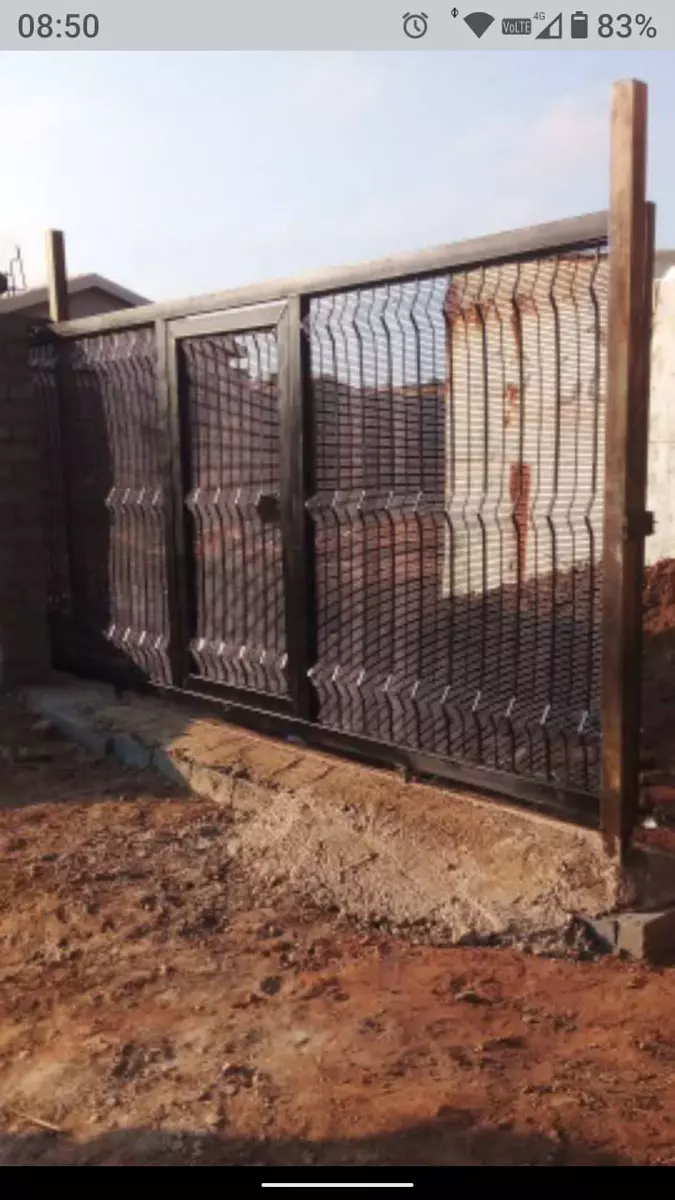 Newly installed black metal security gate